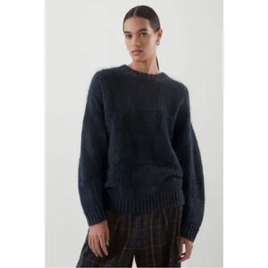COS Navy Check Chunky Thick Sweater Size XS/S